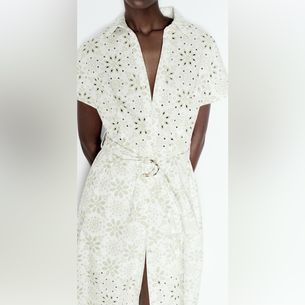 Zara Rubberized Embroidery Midi Dress - Picture 4 of 11